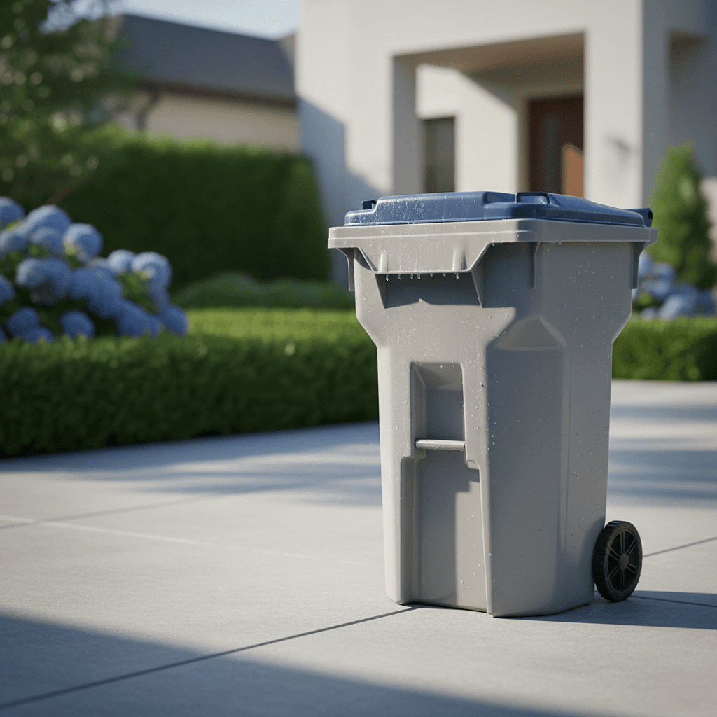 Sanitized residential trash can free from bacteria and maggots