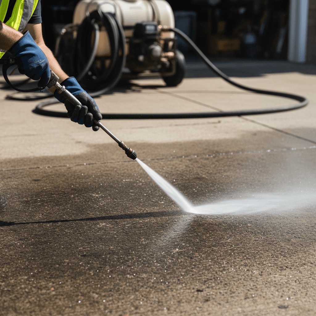 Professional trash can cleaning equipment and supplies