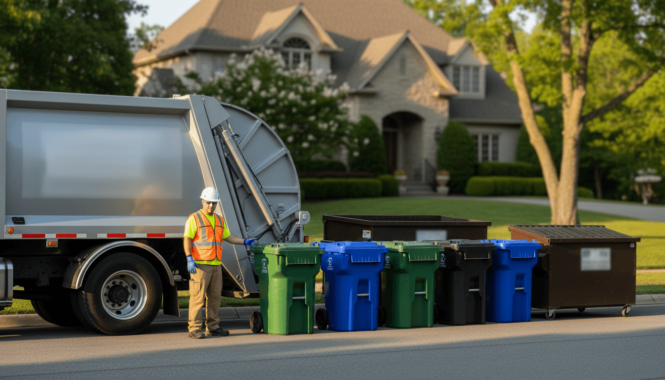 HOA trash can cleaning service in a residential neighborhood