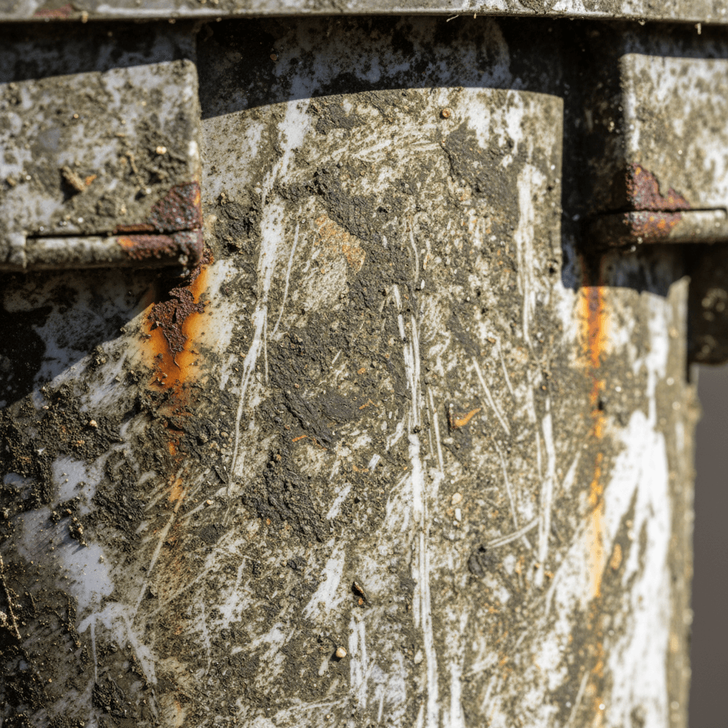 Close-up comparison of a trash can before and after professional cleaning