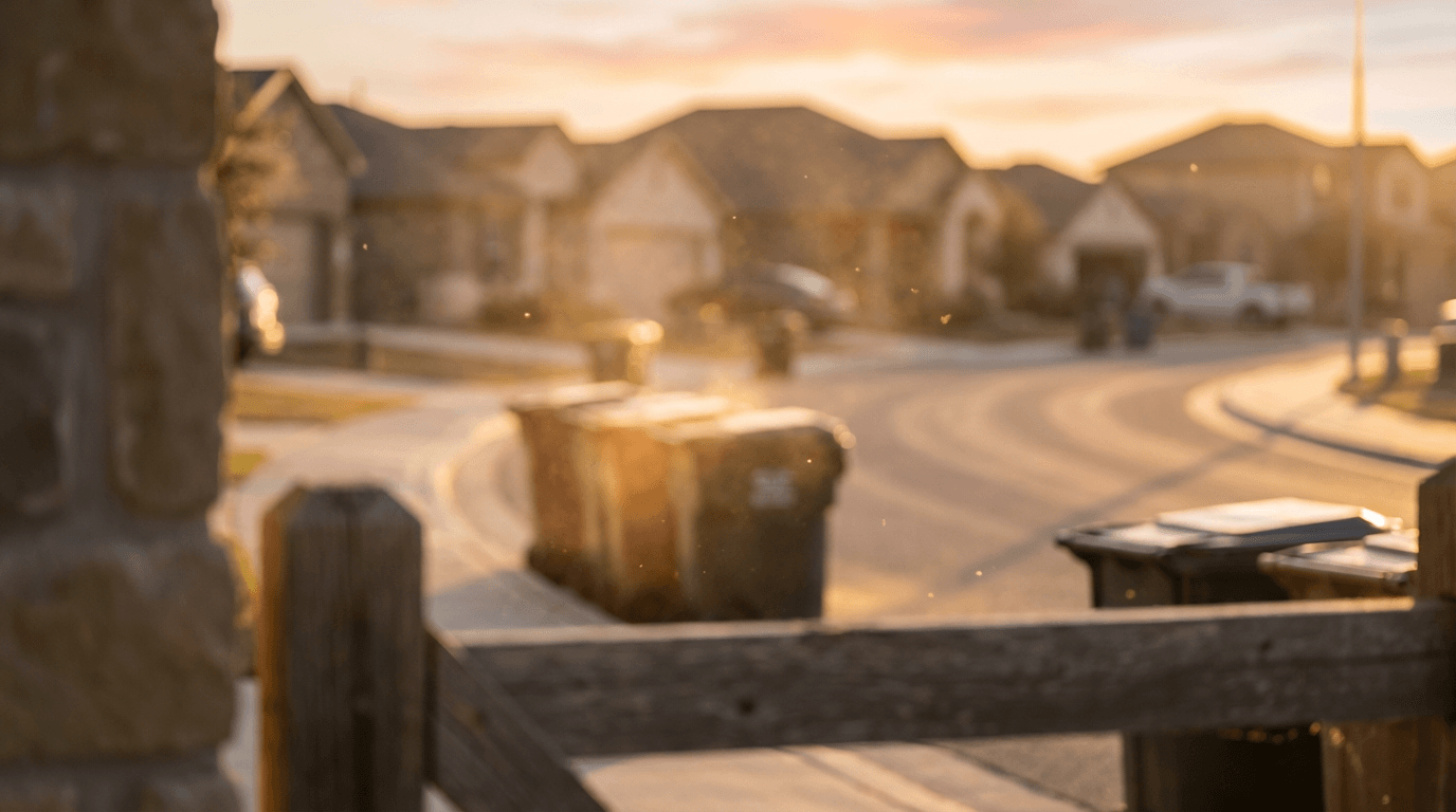 Clean trash area with homeowner enjoying sanitized outdoor space